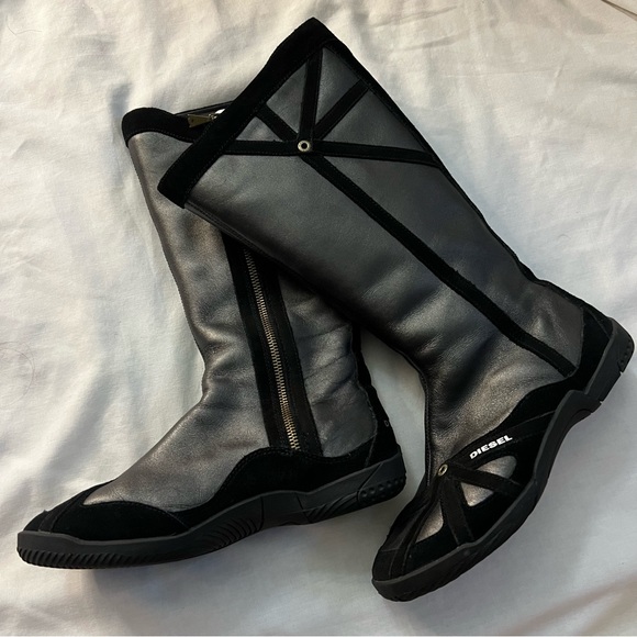 RARE Diesel Knee High Moto Boots - Picture 1 of 7